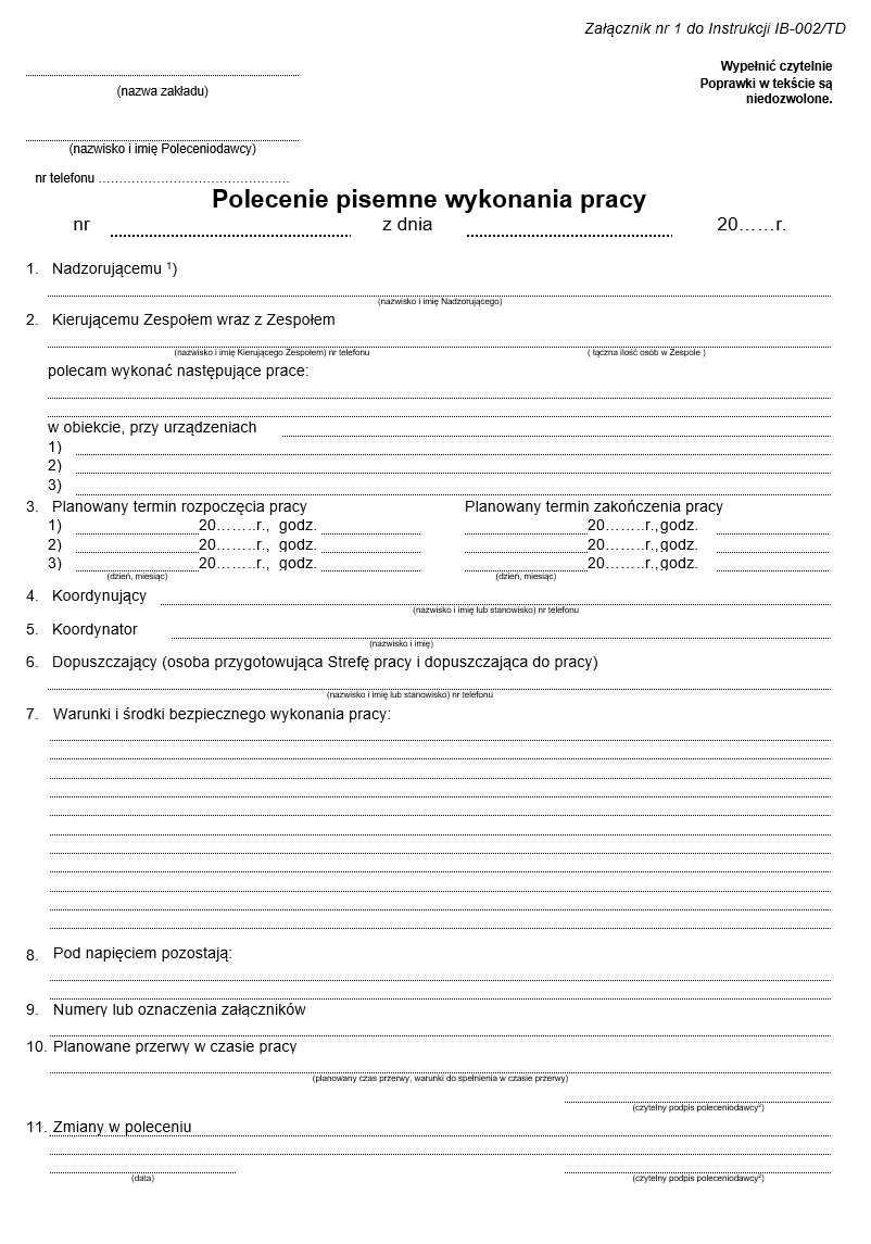 tauron polecenie pisemne